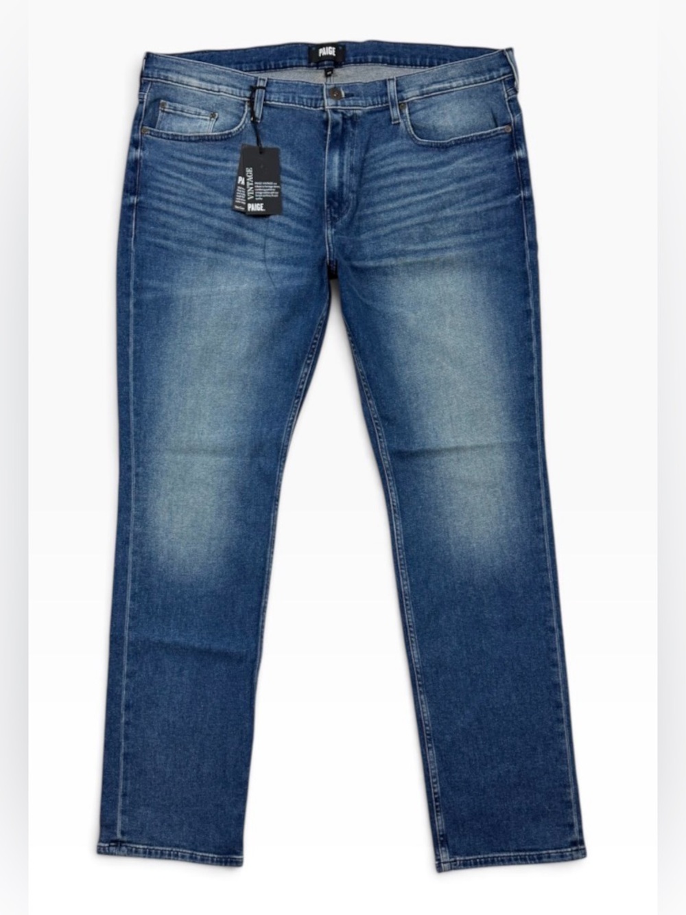 PAIGE Federal Slim Fit Straight Jeans 40x33 Wallace Blue Fade Stretch Denim NWT